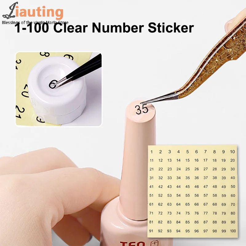 3Sheets 1-100 Clear Number Sticker Label For Nail Polish Color Gel Varnish Marking Numbering Digital Label Sticker Manicure Tool