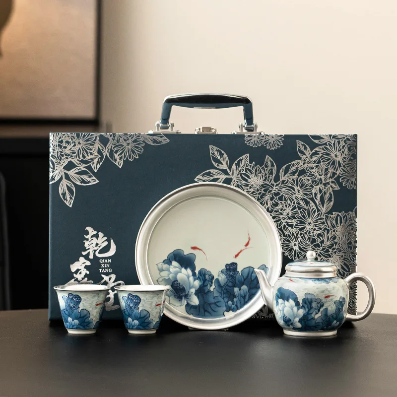 

999 Liu Yin high-end tea set set, high-end souvenir gift for elders, leaders, teachers, parents, birthday banquet, housewarming