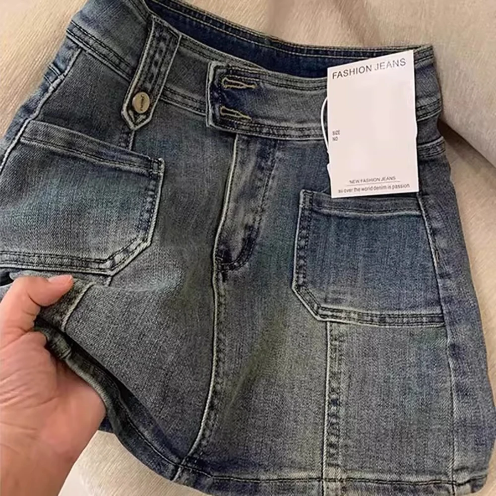 American Retro Denim Skirts Women Vintage Blue High Waist Mini Jean Skirt Spicy Girl Sexy A-Line Short Skirts Streetwear