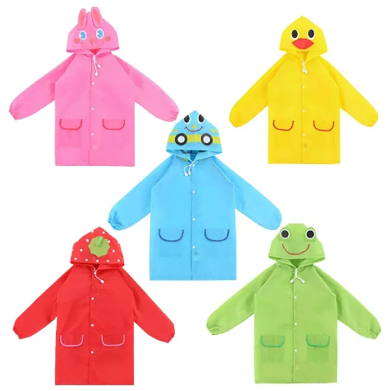 Kids Baby Raincoat Cartoon Animal Style Waterproof Rain Coat Rainwear Student Poncho thick fabric raincoat Coat Kids