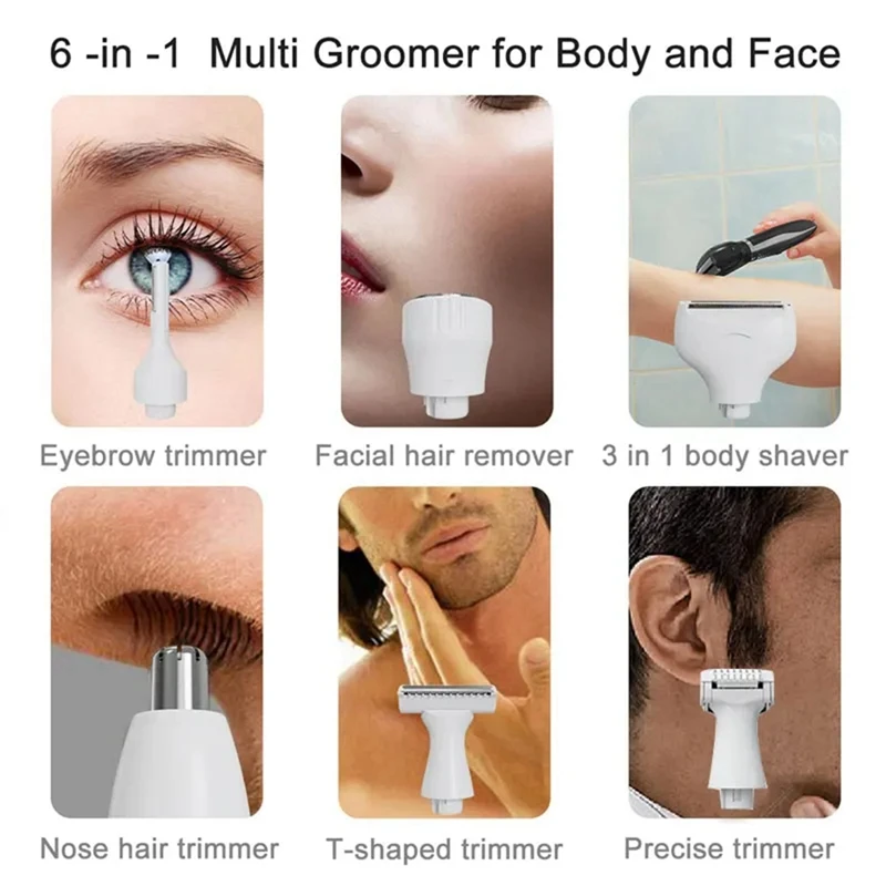 6 In 1 Intimate Area Precision Shaver, Bikini Line, Sensitive Shaving Balls, Pubic Hair Shaver Face Nose Beard Trimmer Durable