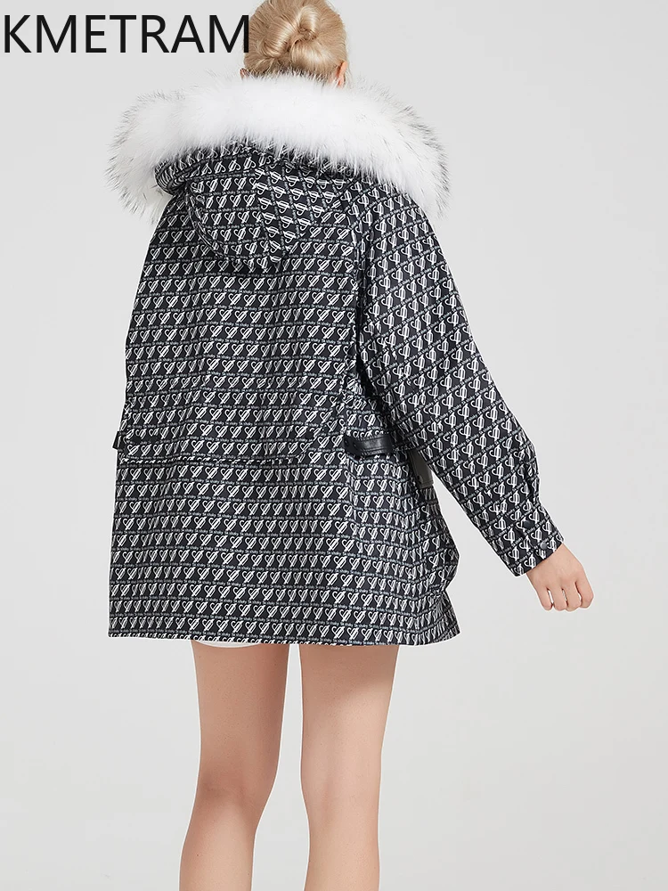 معطف فرو أرنب ريكس طبيعي من KMETRAM معطف فرو الراكون الكلب سترة من فراء الملابس للمرأة منتصف الطول سترة شتوية سوداء جديدة paleto