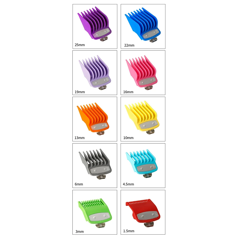 10PCS Clipper Guards for Wahl Clipper, Colored Hair Clipper Cutting Guides with Metal Clip From 1/16 Inch to 1 Inch