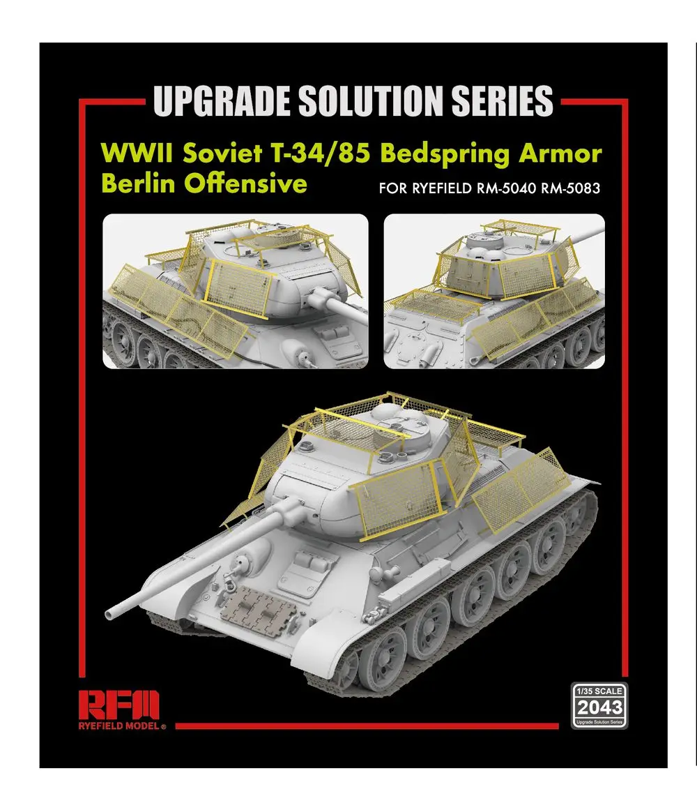 

RYEFIELD MODEL RFM RM-2043 1/35 Soviet T-34/85 Bedspring Armor Berlin Offensive - Upgrade Detail Set