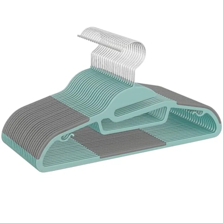 

Прочные пластиковые вешалки (50 шт.) с нескользящим покрытием, толщина 0,2 дюйма, 360° ° Вращающийся крючок-органайзер для экономии места в спальне или гардеробе