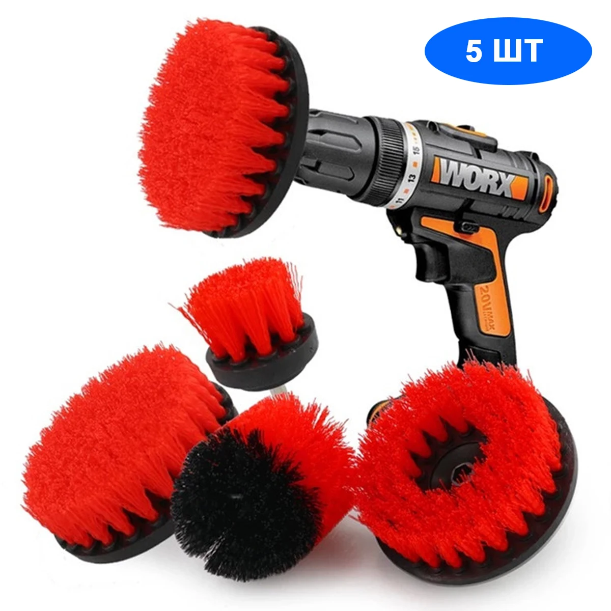 

5PCS Electric Drill Brush Kit Plastic Round Cleaning Brusher For Carpet Glass Car Tires Nylon Brushes Scrubber Set Accessories