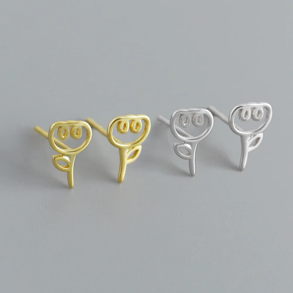 

CCFJOYAS Japanese and Korean 925 Sterling Silver Rose Flower Stud Earrings for Girl Small Fresh Mini Flower Studs Wholesale