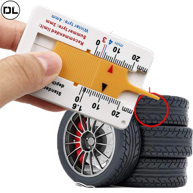 Motorcycle Car Tyre Tread Depthometer Depth Indicator Gauge Gage Motorcycle Trailer Van Wheel Measure Tool Measrement Supplies