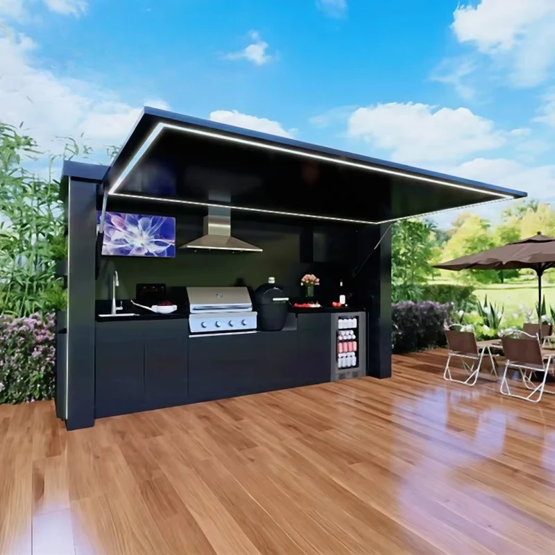 Wholesale Fireproof Modular Stainless Steel Outdoor BBQ Kitchen Set, Built-In Wine Cabinet for Garden &Backyard Outdoor Catering
