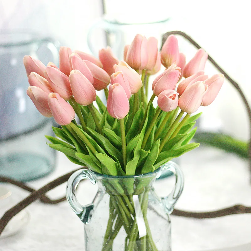 1PC PU Tulip Artificial Flower Real Touch Mini Tulip Home Wedding Decoration Flower