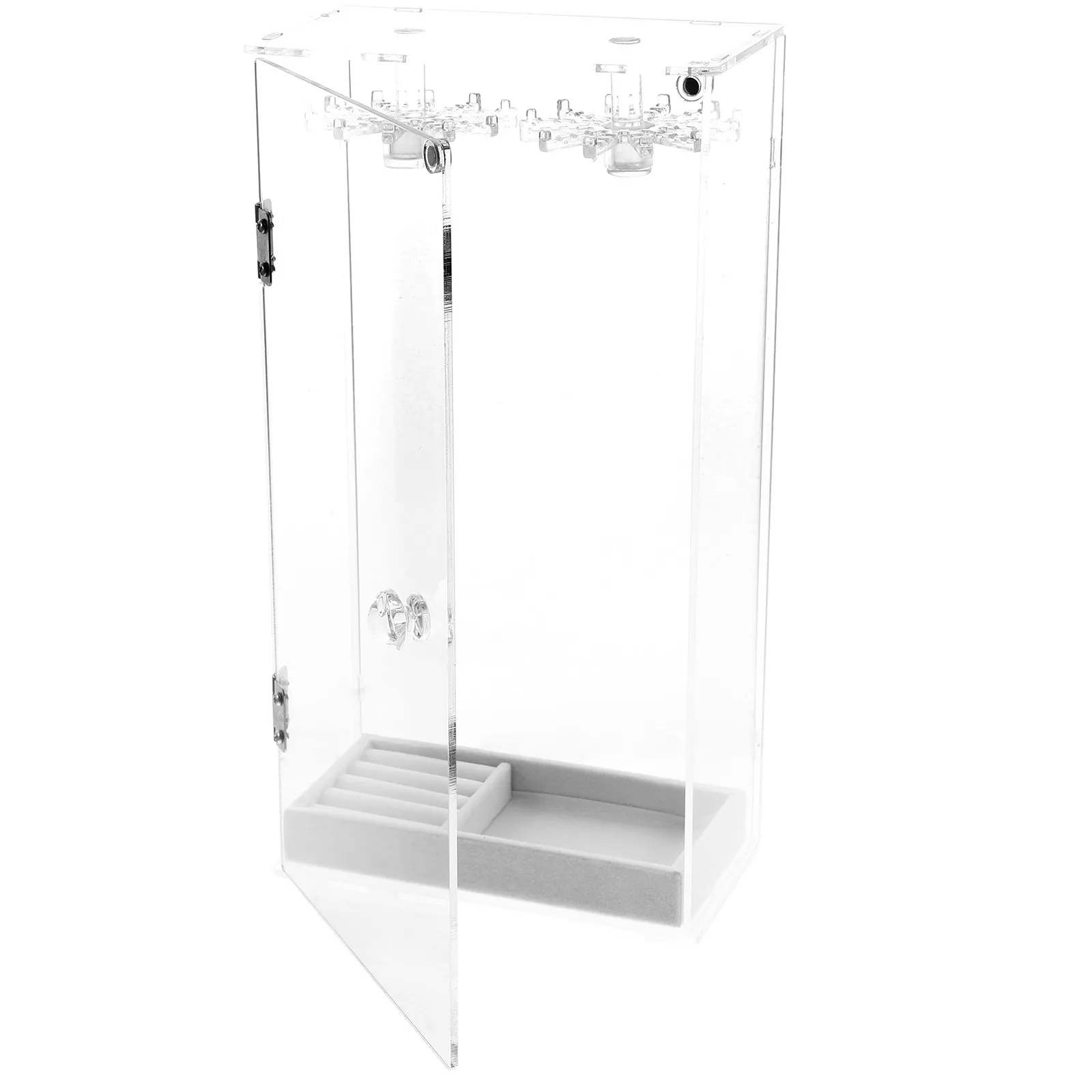 

Transparent Rotating Necklace Display Stand 24 Hooks Acrylic Jewelry Holder Organizer for Necklaces Earrings Rings