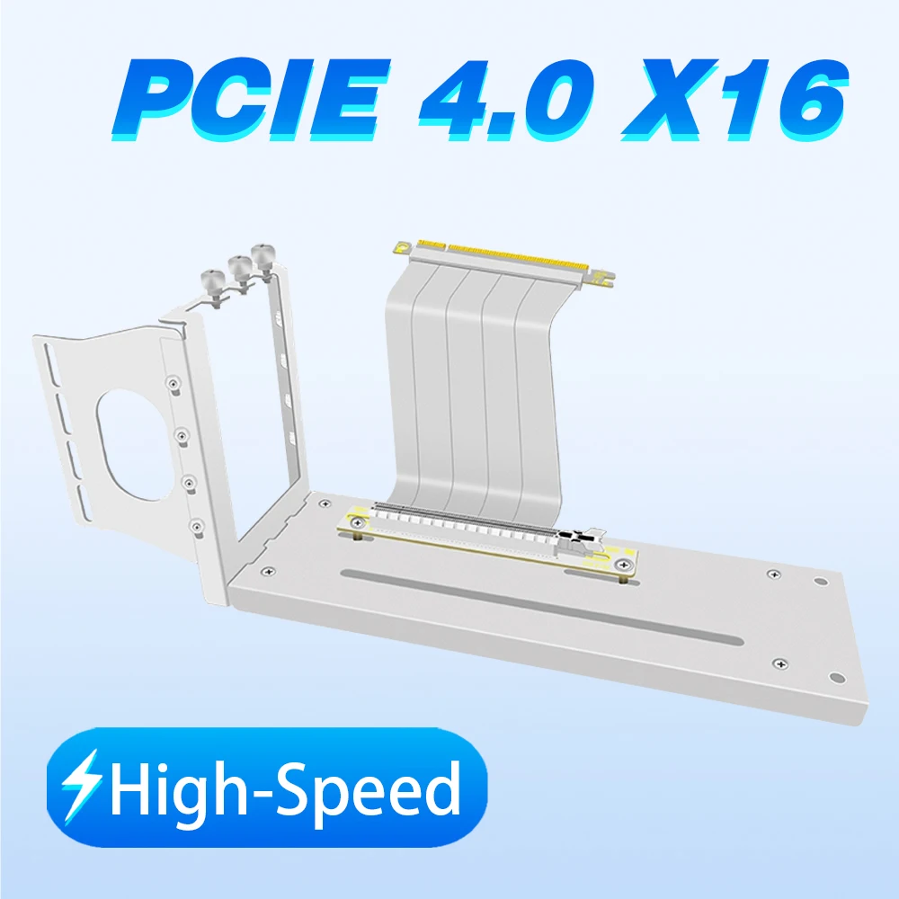 

3 Slot PCI Express 4.0 GPU L Vertical Bracket White ,Graphics Card VGA Holder Kit GPU with Pcie 4.0 16X Riser Extension Cable