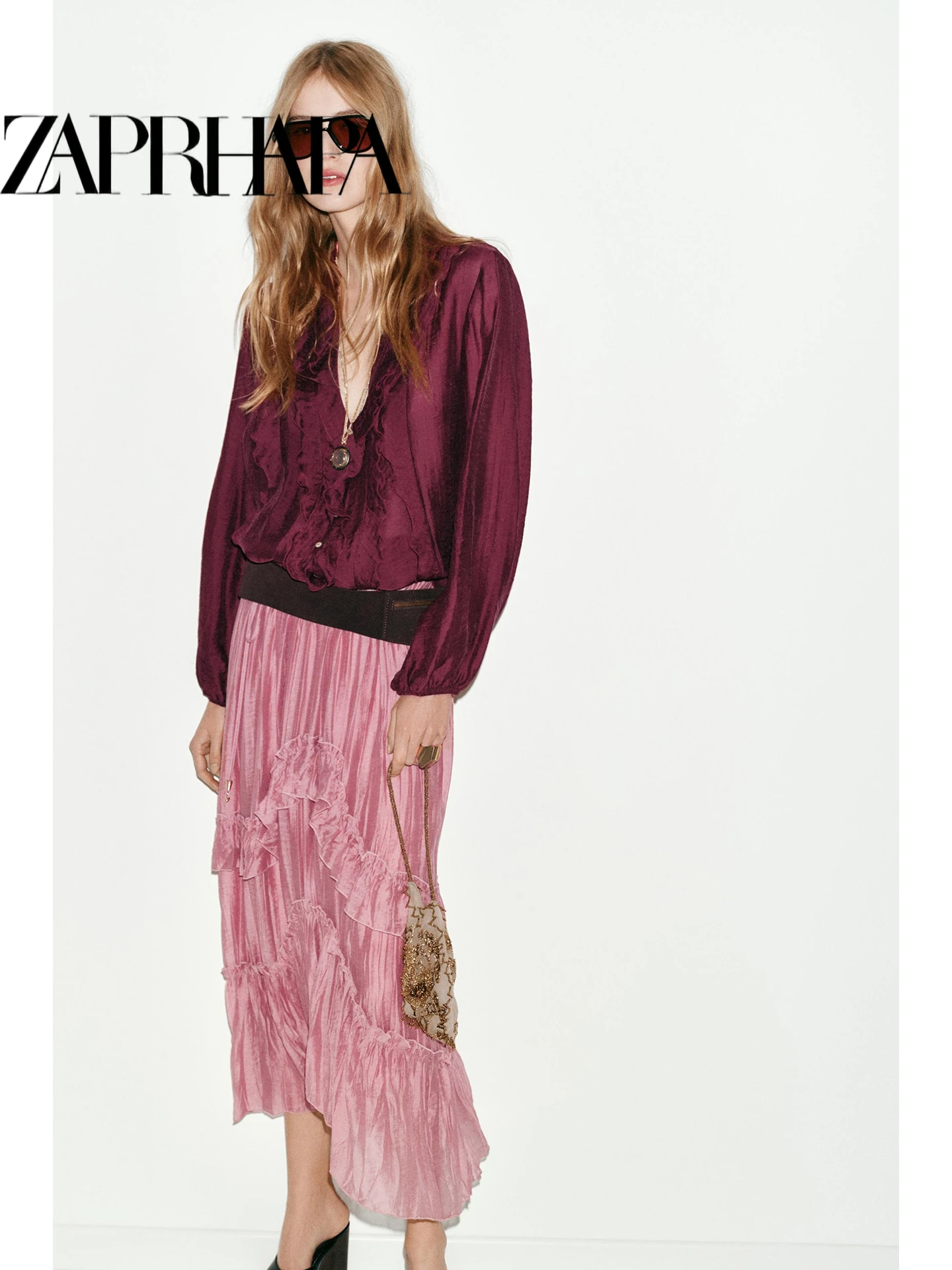 

Модная юбка миди с эластичной талией, многослойным декором и А-образным силуэтом, женская летняя новинка, платье-юбка