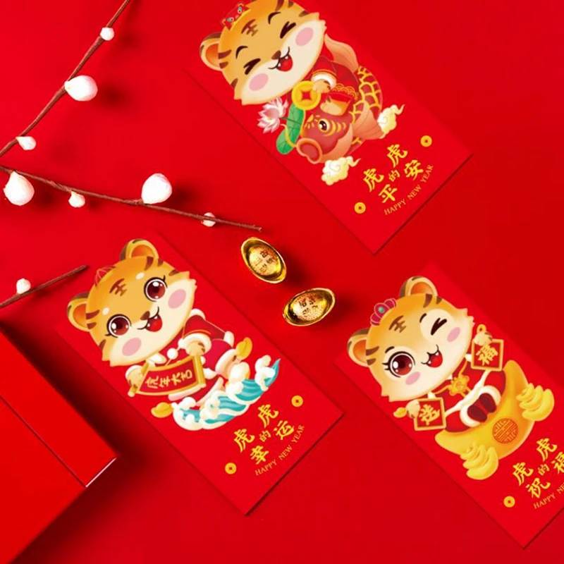 36Pcs New Year Red Envelope Cartoon Tiger Red Packet 2022 New Year Red Envelopes Wedding Festival New Year's Eve Wallet