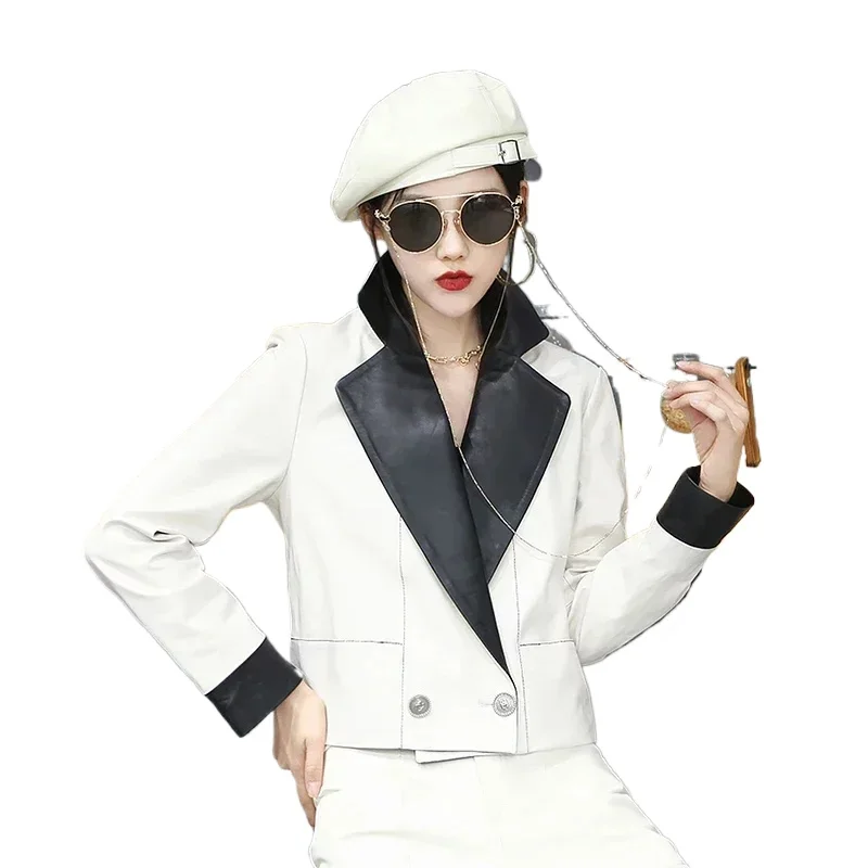 Genuine Leather Jacket Women Spring Autumn Short Motorcycle Coat Female Real Sheepskin Women's Coats Chaqueta Mujer Zjt1750