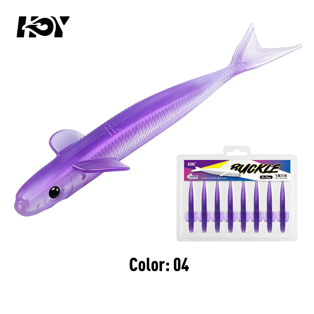 Kingdom Sinking Buckle Wings Soft Lure 100mm 4.2g Drop Shot Rig Soft Swimbait Split Tail für Bass, Forelle, Hecht, Zander, Pesca