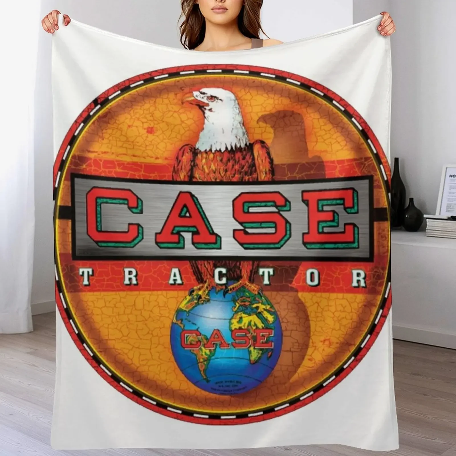 Case Tractor Shirt Throw Blanket Sofa Furrys Warm Blankets