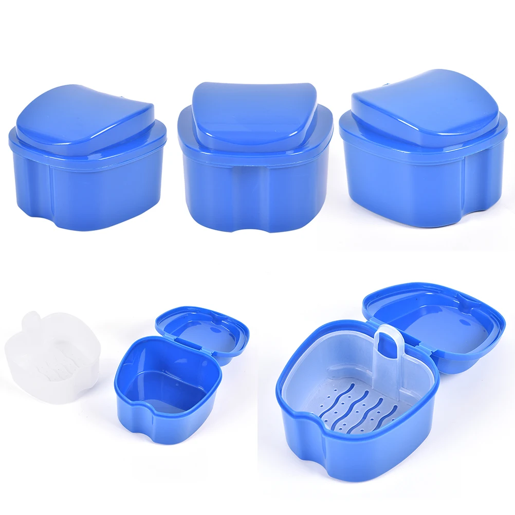 40Types Denture Bath Box Organizer False Teeth Storage Box With Hanging Net Container Cleaning Teeth Case Artificial Tooth Box