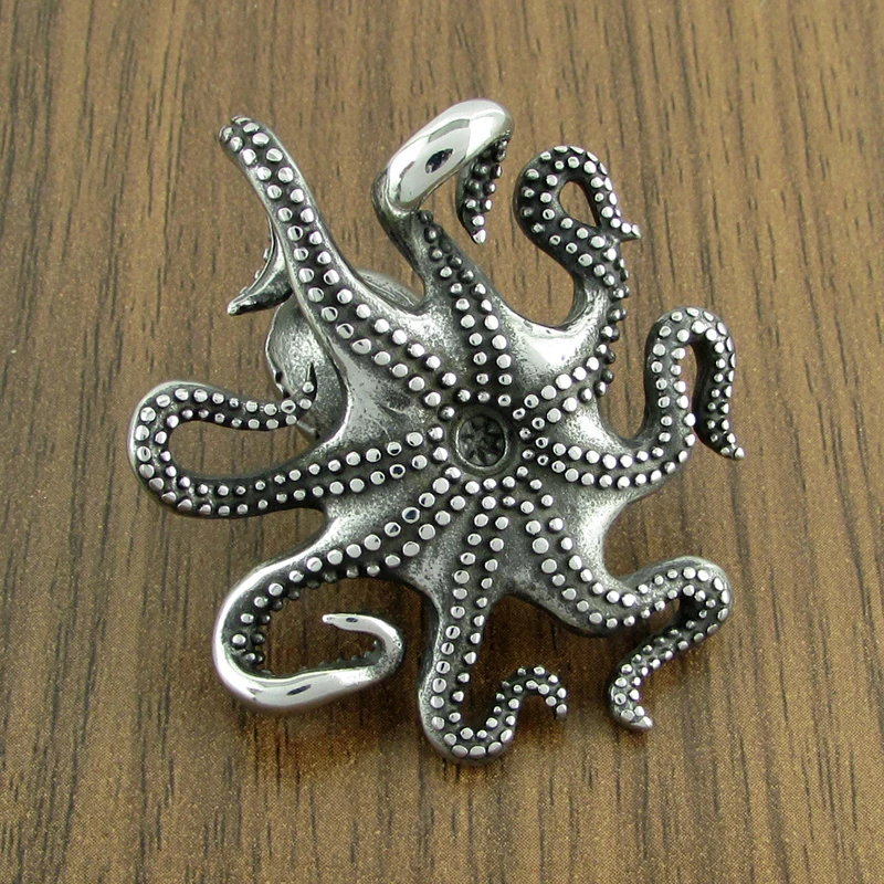 Punk 316L Stainless Steel Silver Color Black Classic Monster Octopus Tentacle Pendant Animal Jewelry