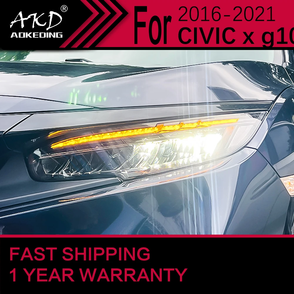 أضواء السيارة لهوندا سيفيك X G10 LED المصباح 2016-2021 سيفيك رئيس مصباح Drl العارض عدسة اكسسوارات السيارات #4