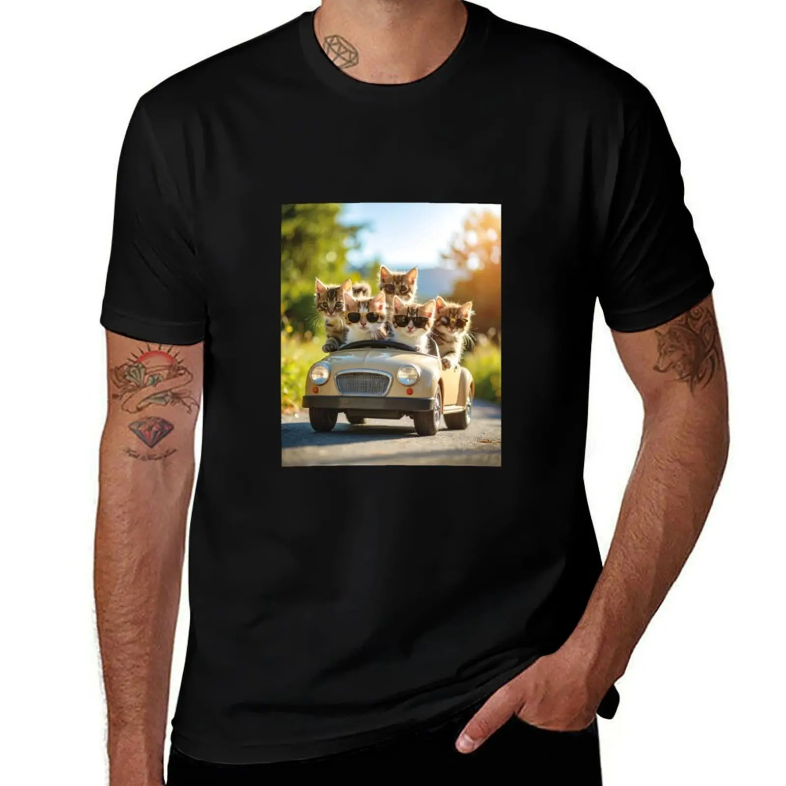 

Cool Cat Crew: Road Trip Vibes T-Shirt funny gifts man t shirt custom t-shirts shirts men