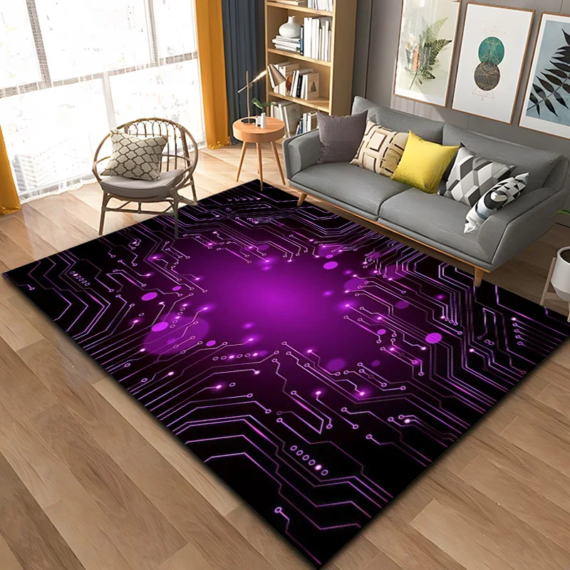 

3D Chip Circuit Board Area Rug,Carpet Rug for Home Living Room Bedroom Sofa Play Room Doormat Decor, tapetes de sala mat