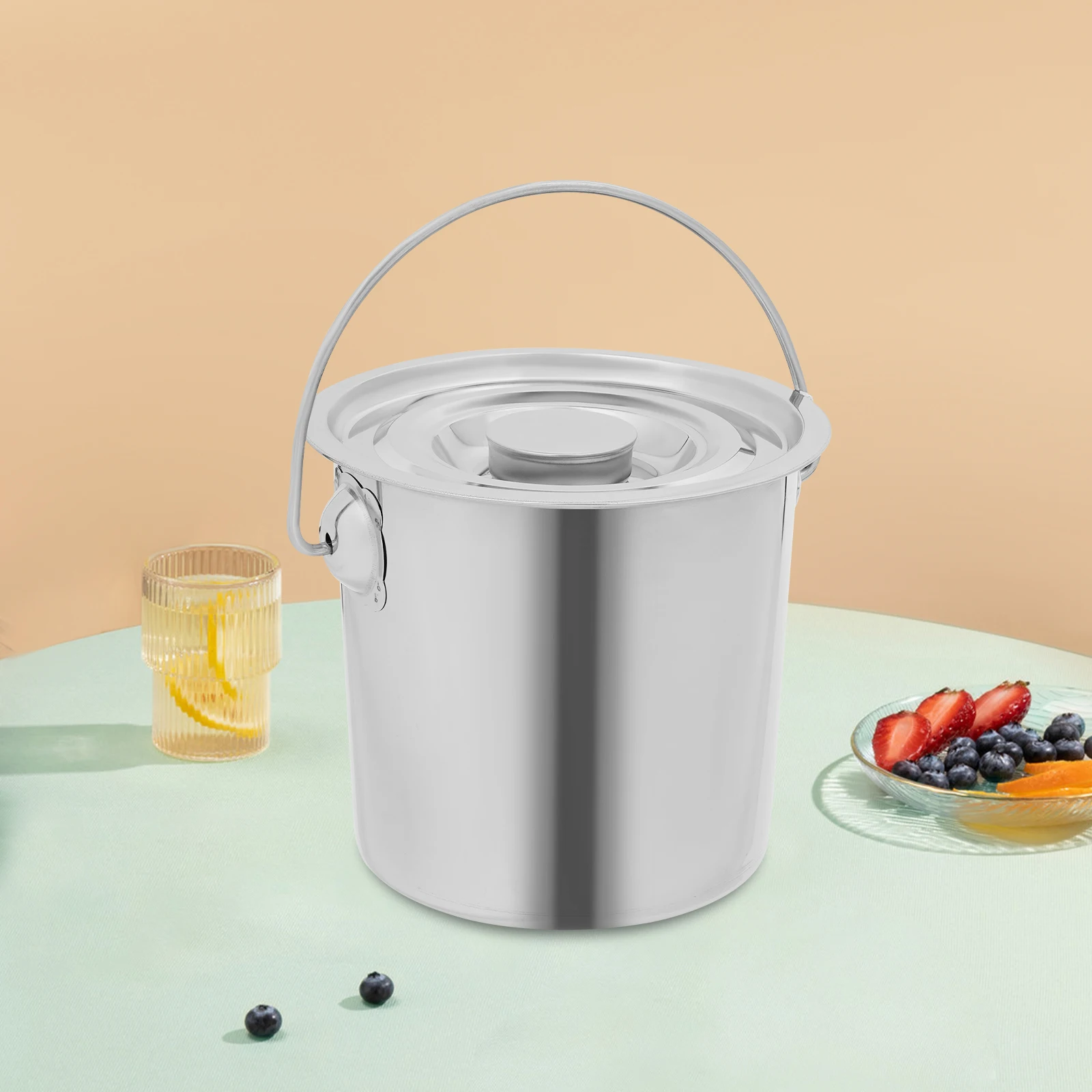 6l/12l/20l Großraum-Eimer aus lebensmittelechtem Edelstahl, verdickt 1,6 mm, mit Deckel und Griff, verhindert Leckagen, hitzebeständig, zum Kochen, Aufbewahren von Milch, Ölen, Ghee, Wein und anderen Flüssigkeiten. – Detail 12