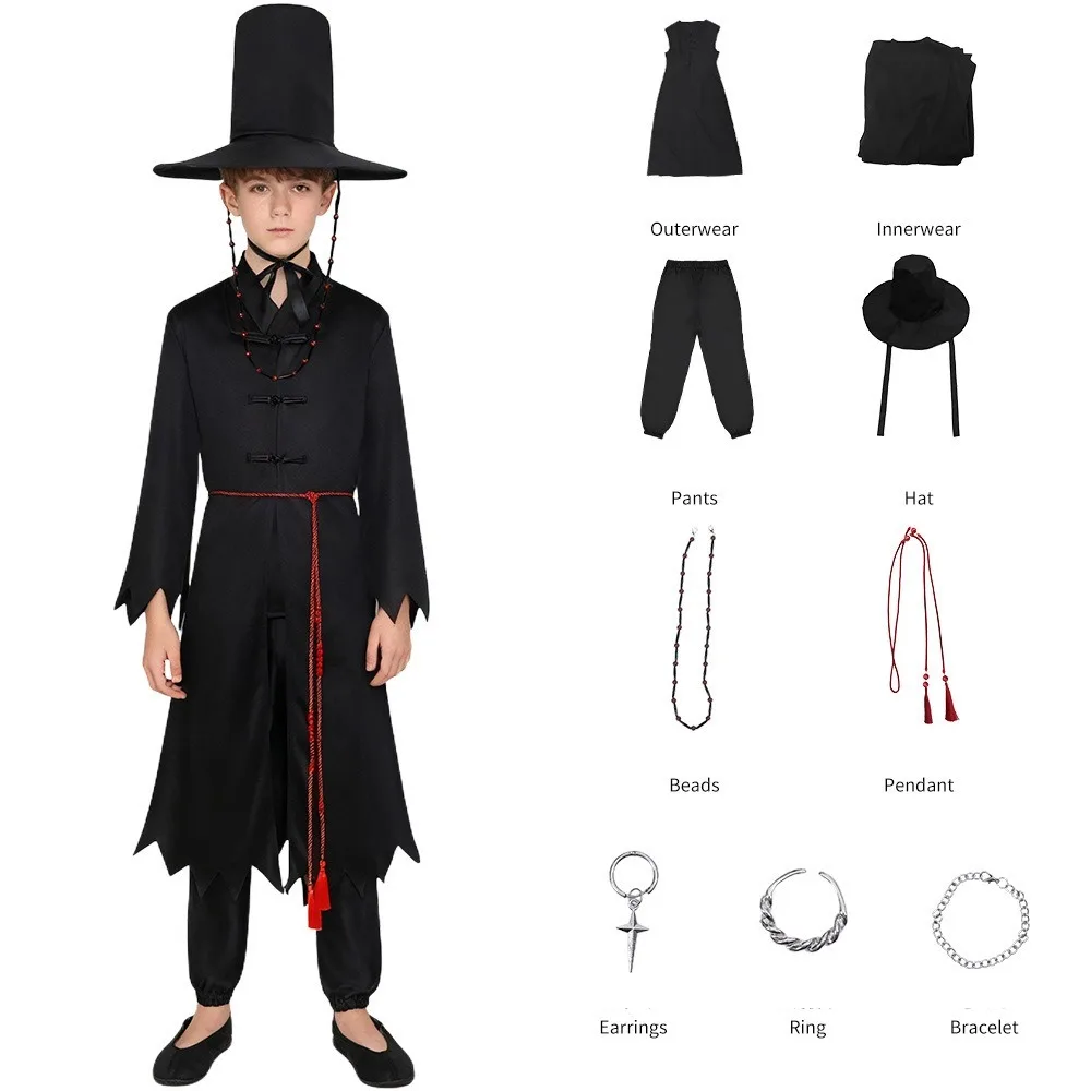 

Kids Korea Style Movie Kpop saja boy Cosplay Costumes Demon Hunter Saja Boy Group Singing Boy Idol Halloween Party Costume