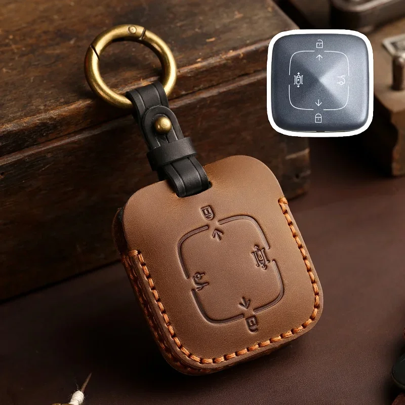 

1pc 4 8 Bottons Leather Car Key Case Cover Keychain For 2023 2022 ZEEKR 001 009 Car Accessories 2024