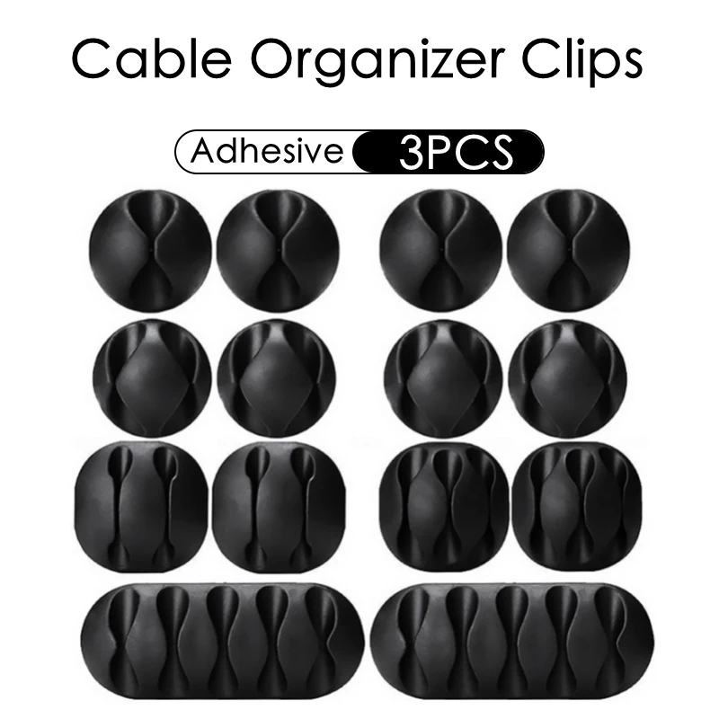 Organizador de cables de 3 clips/5 clips, enrollador de cables USB de silicona, Clips de gestión ordenados para escritorio, soporte para cables, fijador de cables para oficina y hogar