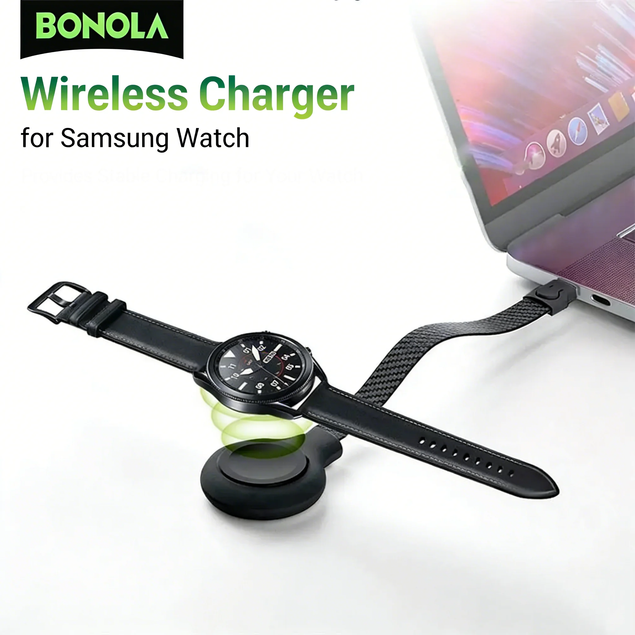 Bonola Magnetic USB-C Smartwatch Charger Compatible with Galaxy Watch Ultra 7/6/5 Pro Active 2 Portable Watch Wireless Charging