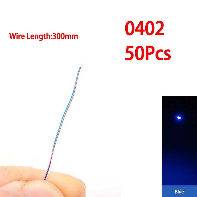 SANMERSEN 50 teile/beutel 0402 0603 0805 1206 SMD Lampe Wired Micro Litz Led Vorgelötet Chip Wired 30 cm 3 V DIY Eisenbahn Modelle Szenen Spielzeug Licht 4