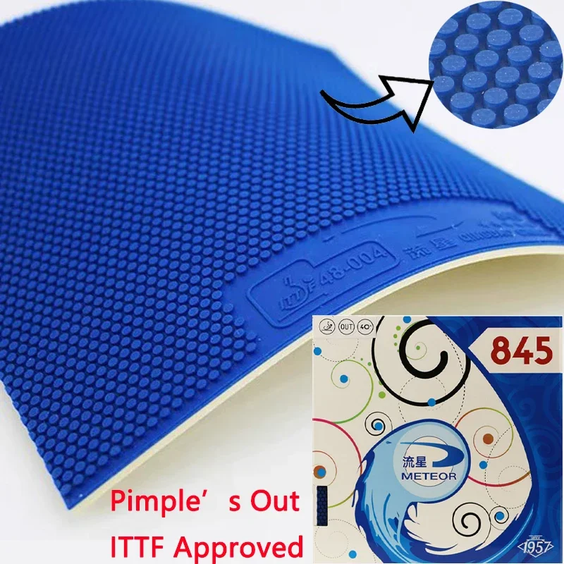 Original METEOR 845 Pips-out Table Tennis Rubber Sheet Fast Attack Short Pips Offensive Ping Pong Blue Rubber White Sponge ITTF