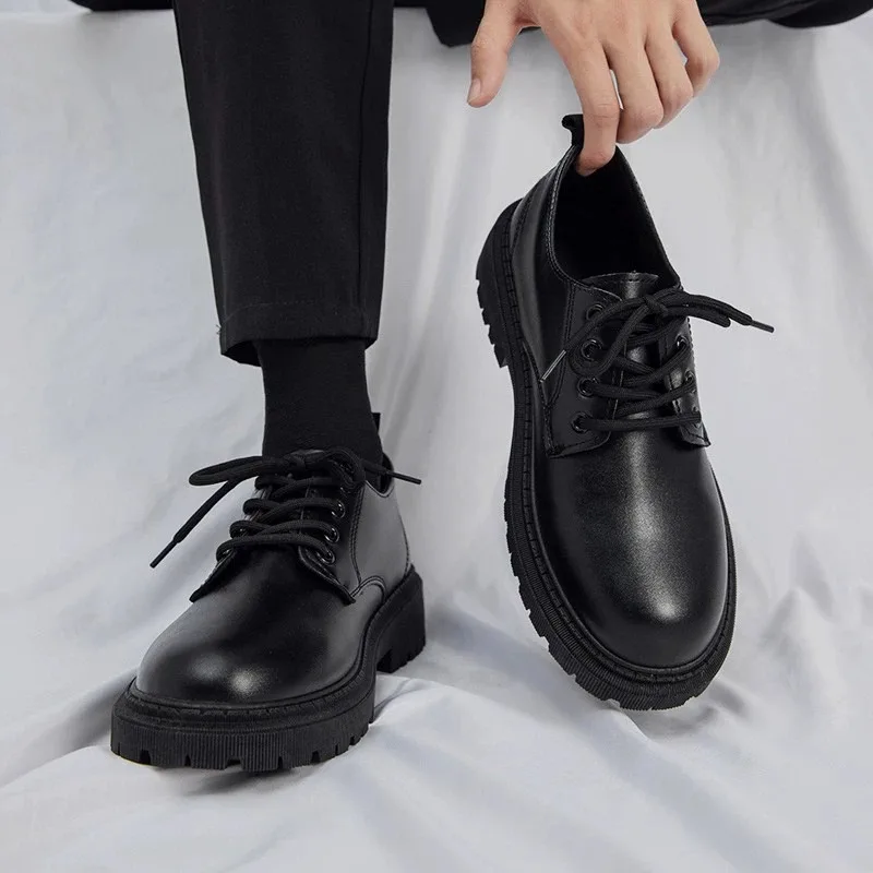 Men's Business Dress Shoes Spring Autumn Black Casual Comfortable Anti-Slip Wear-Resistant round Head Shoes