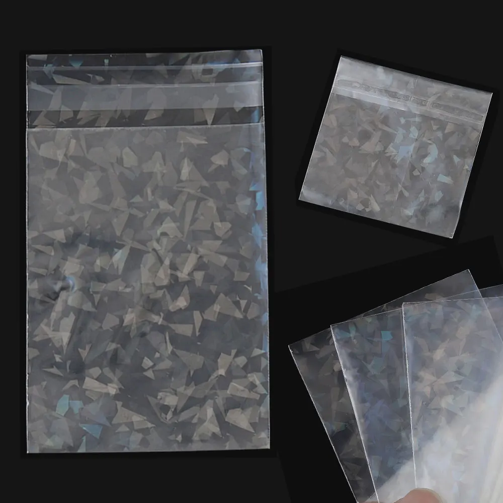 

50pcs Clear Holographic Laser Self-adhesive Bag Plastic Pouches for Jewelry Retail Display Packaging Flash Holographic Bag