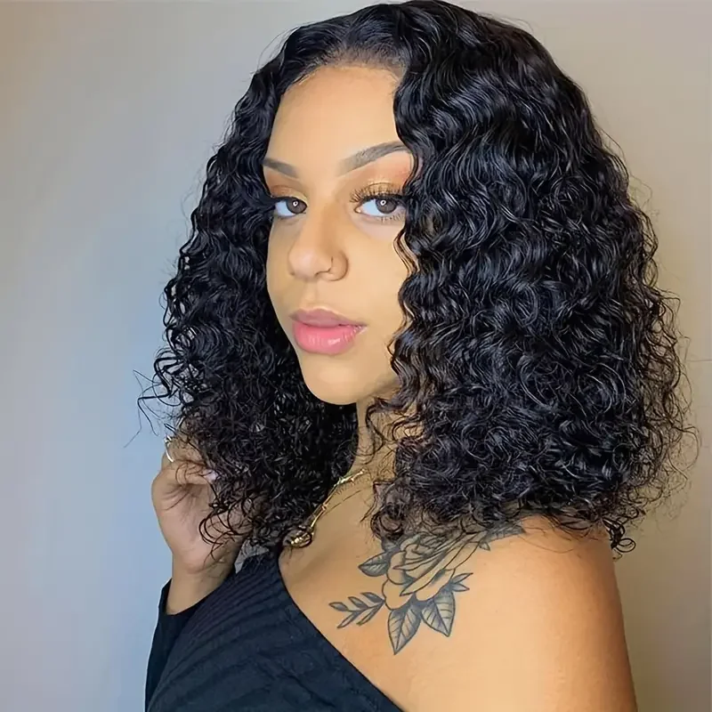 Short Curly Human Hair Wigs 13x4 Lace Closure Wig Water Wave Lace Front Wig 13x6 Natural Colored Lace Front Wig Human Hair Bob