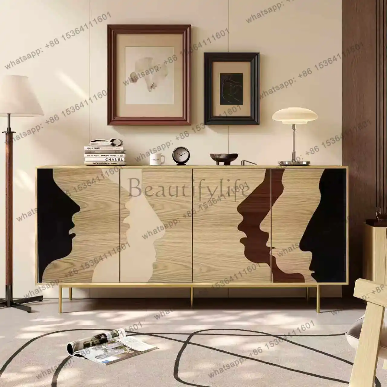 LD33 modern creative decorative dining side cabinet villa large flat storage cabinet