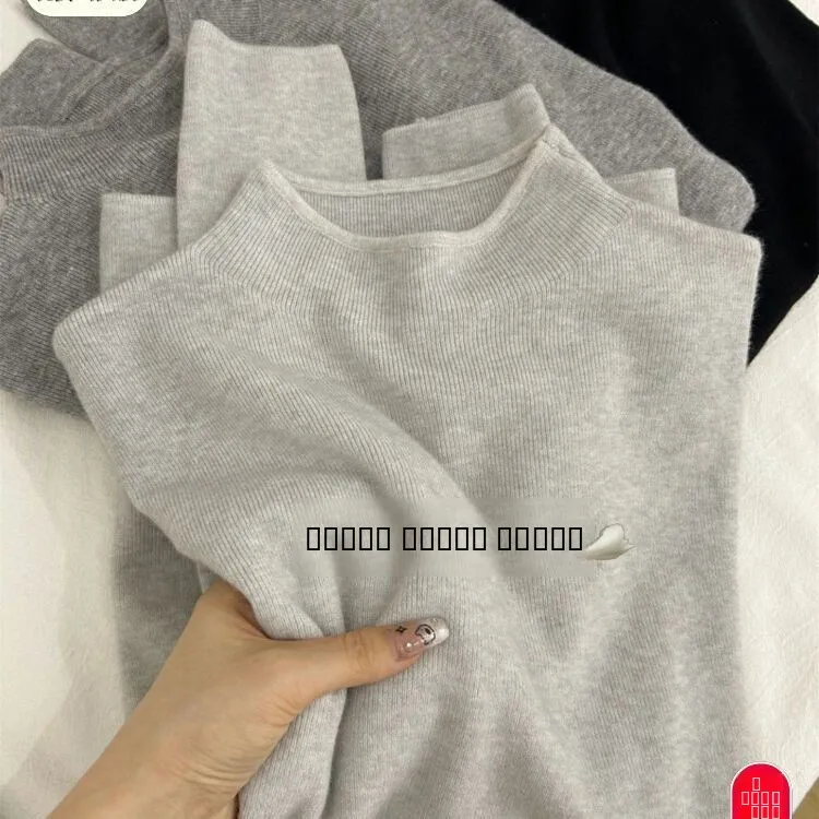 

Ele Knitted Long Sve Sweater Women's Slim Fit High Collar Top Winter Faion Commute Sle Pure Color Polyester Fiber