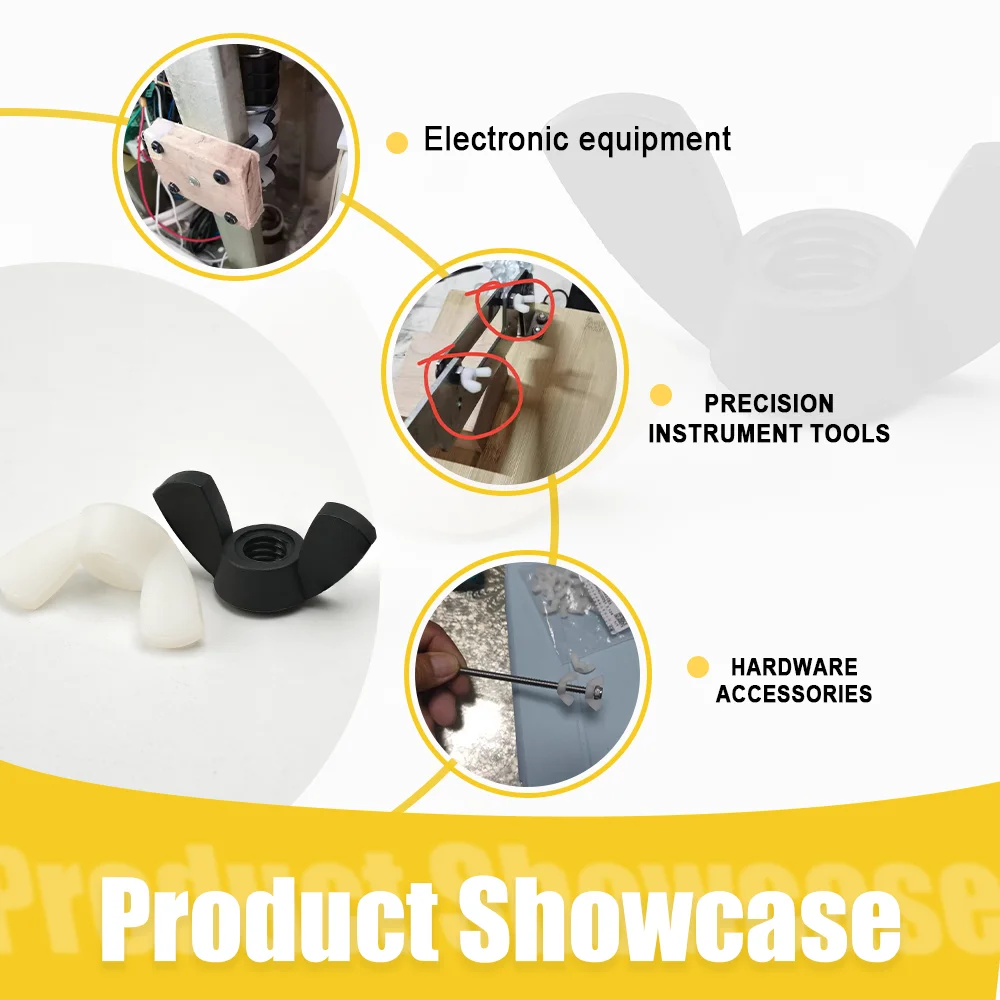 10/20 Stück Nylon-Flügelmutter M3 M4 M5 M6 M8 M10 M12 Schwarz/Weiß Handfest anziehen Rändelmutter Schmetterlingsmutter Isolierung Kunststoff Rändelmutter