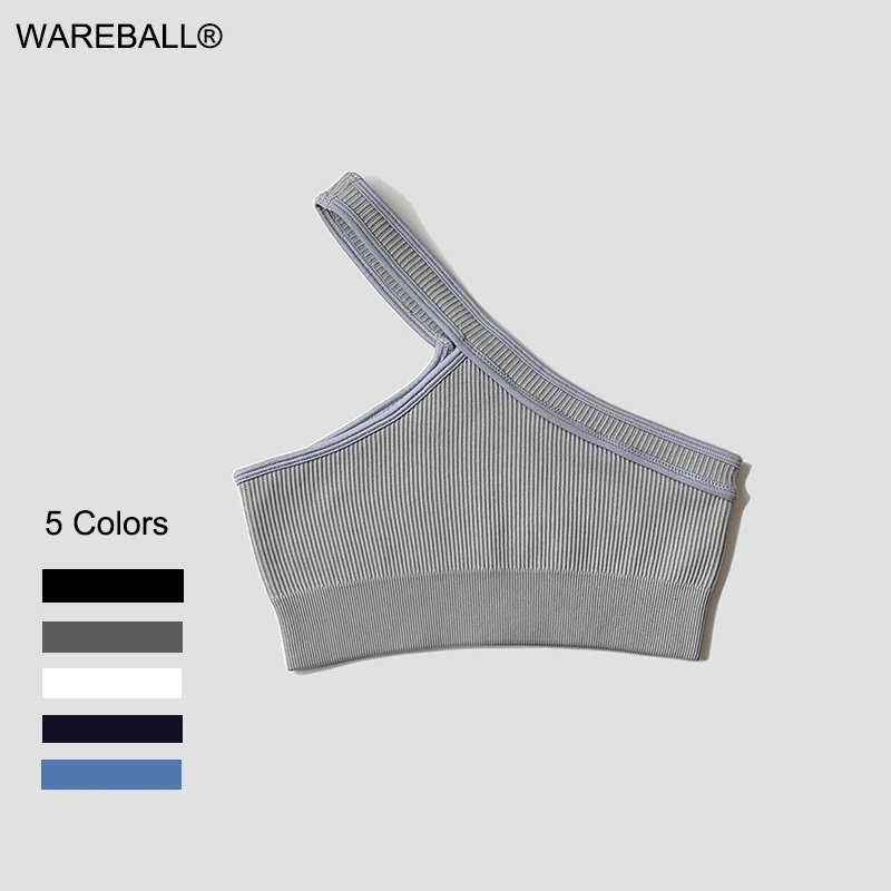 WAREBALL Mode Sexy Eine Schulter Yoga Bh Frauen Sport Crop Top Sportlich Weste Push-Up Unterwäsche Sport-Bh Sportswear