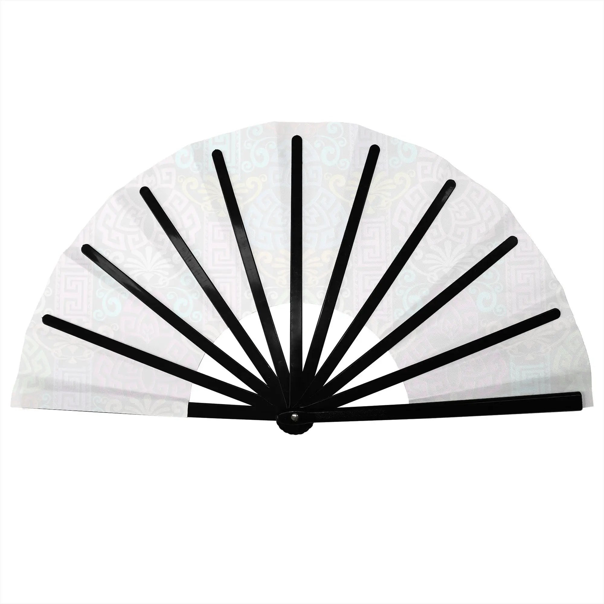 Greek key Meander Baroque Style Folding Hand Fan  Polyester Fabric Fan Funny Summer Accessory Decorative Fans