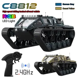 C8812 1:18 Full Scale Tracked Tank Simulation Model Toy LED Light RC Car Model Drift Remote Control Off-Road Vehicle Boy Gifts