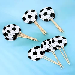 24/48pcs Football Cake Decoration Football Cupcake Topper Soccer Theme Cake Topper Kids Birthday Party Supplies