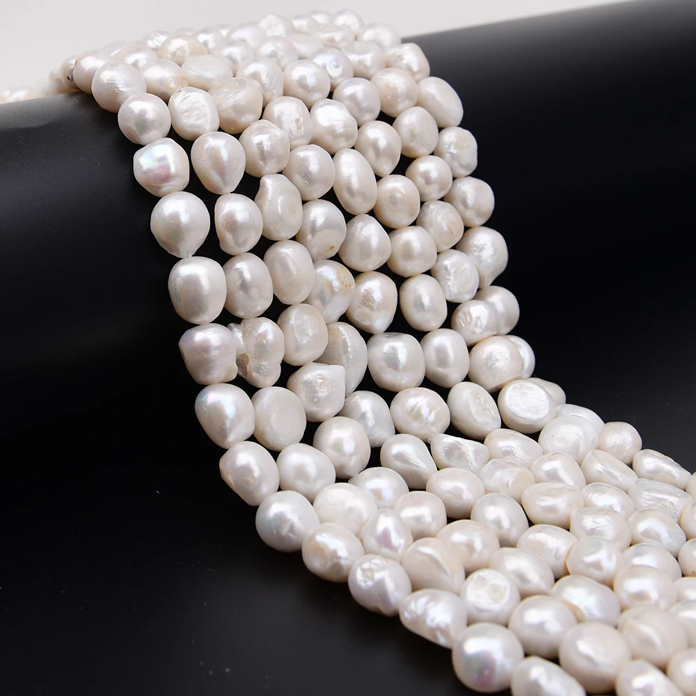 APDGG 2 Strands Big Cultured Freshwater White Baroque Pearl Loose Beads 15'' Strands Handmade Jewelry Making DIY