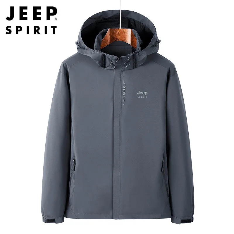 JEEP SPIRIT men jacket loose sports casual spring and autumn hooded outdoor fashion top waterproof high quality clothes