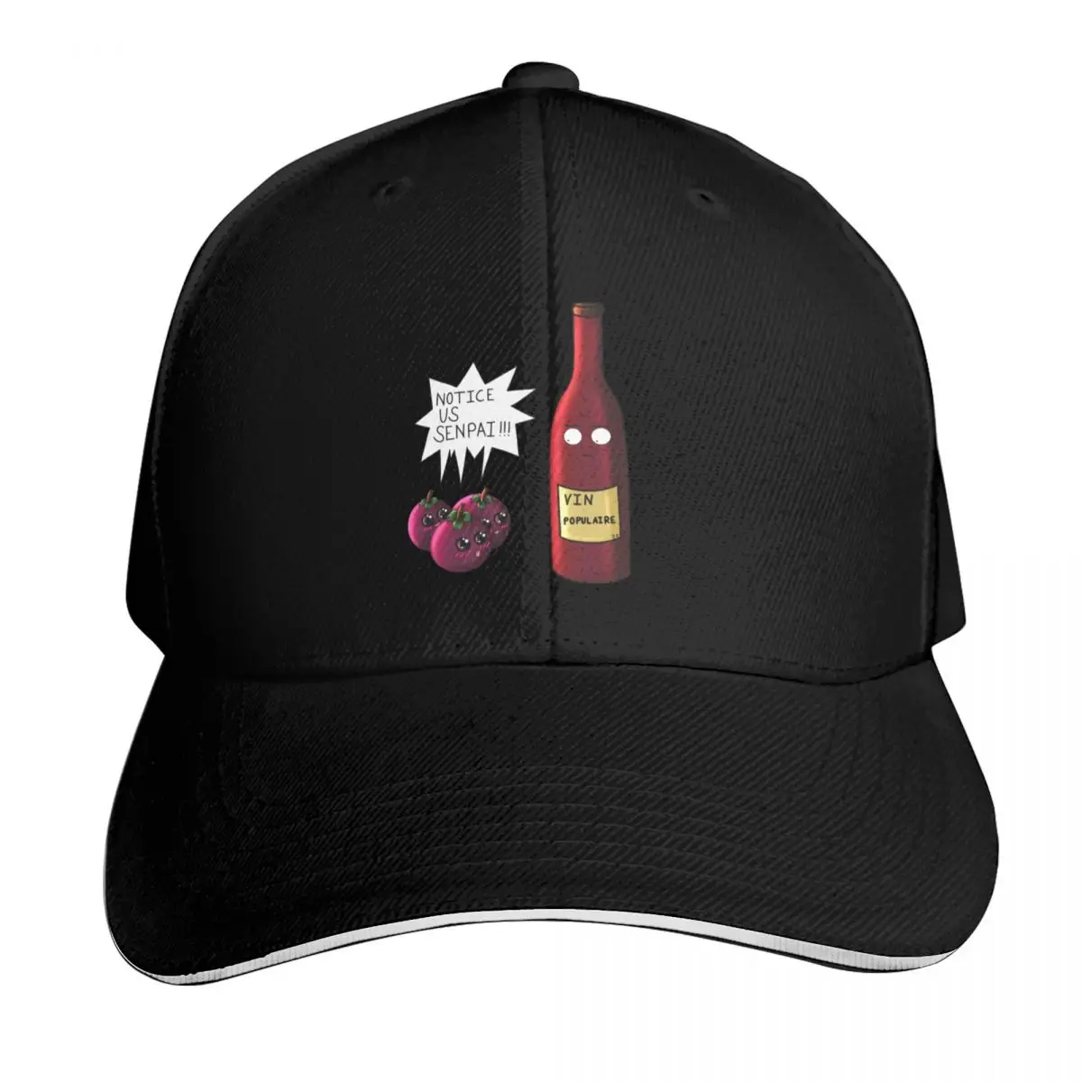 Mr. Popular Notice us Senpai!!! wine and grapes Baseball Cap Cotton Twill Breathable Contrast Two Tone Brim Snapback Flat Bill