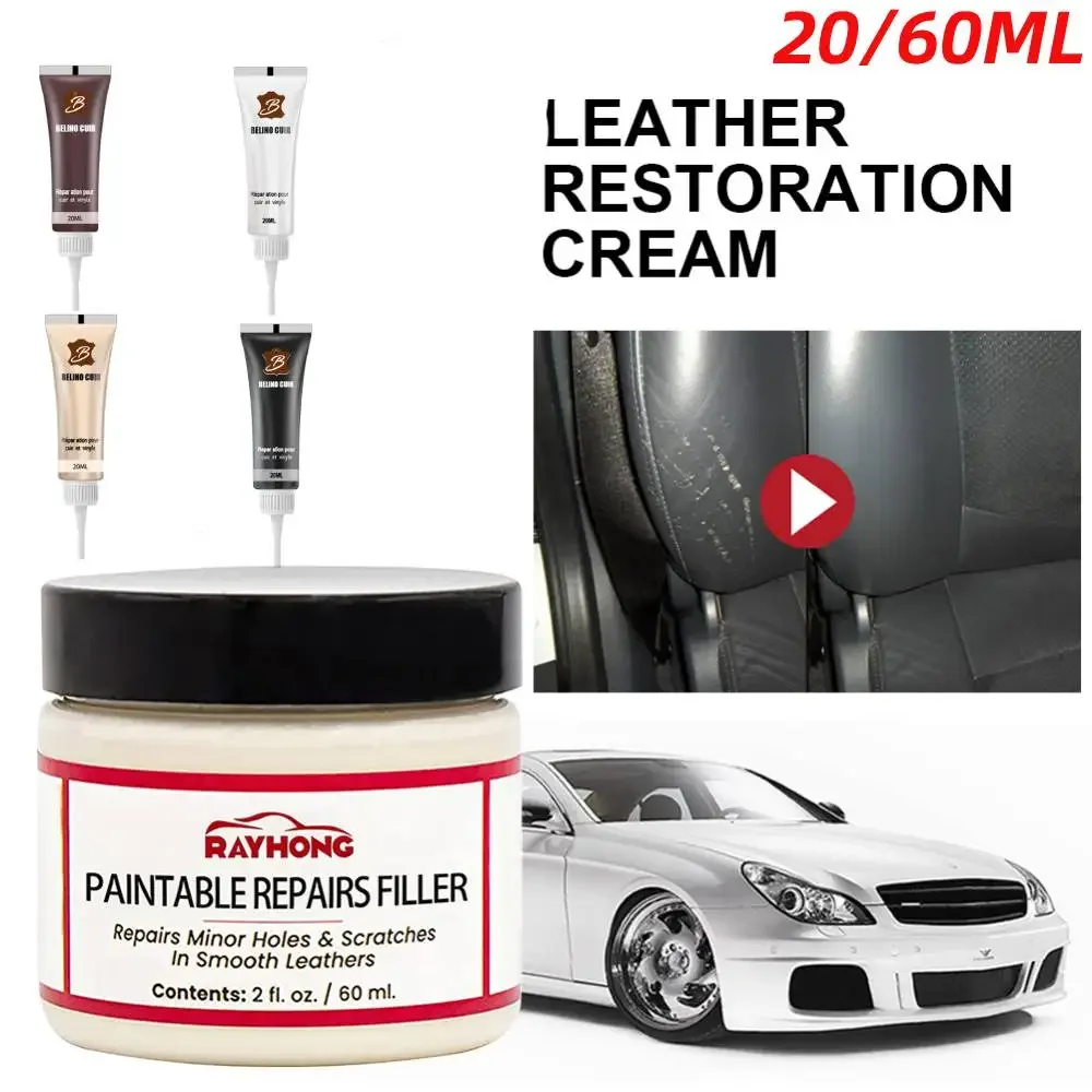 20/60ml Leather Filling Paste Natural Leather Filler Repair Compound Leather Restoration Cream For Tears Crack Burns Holes Fille