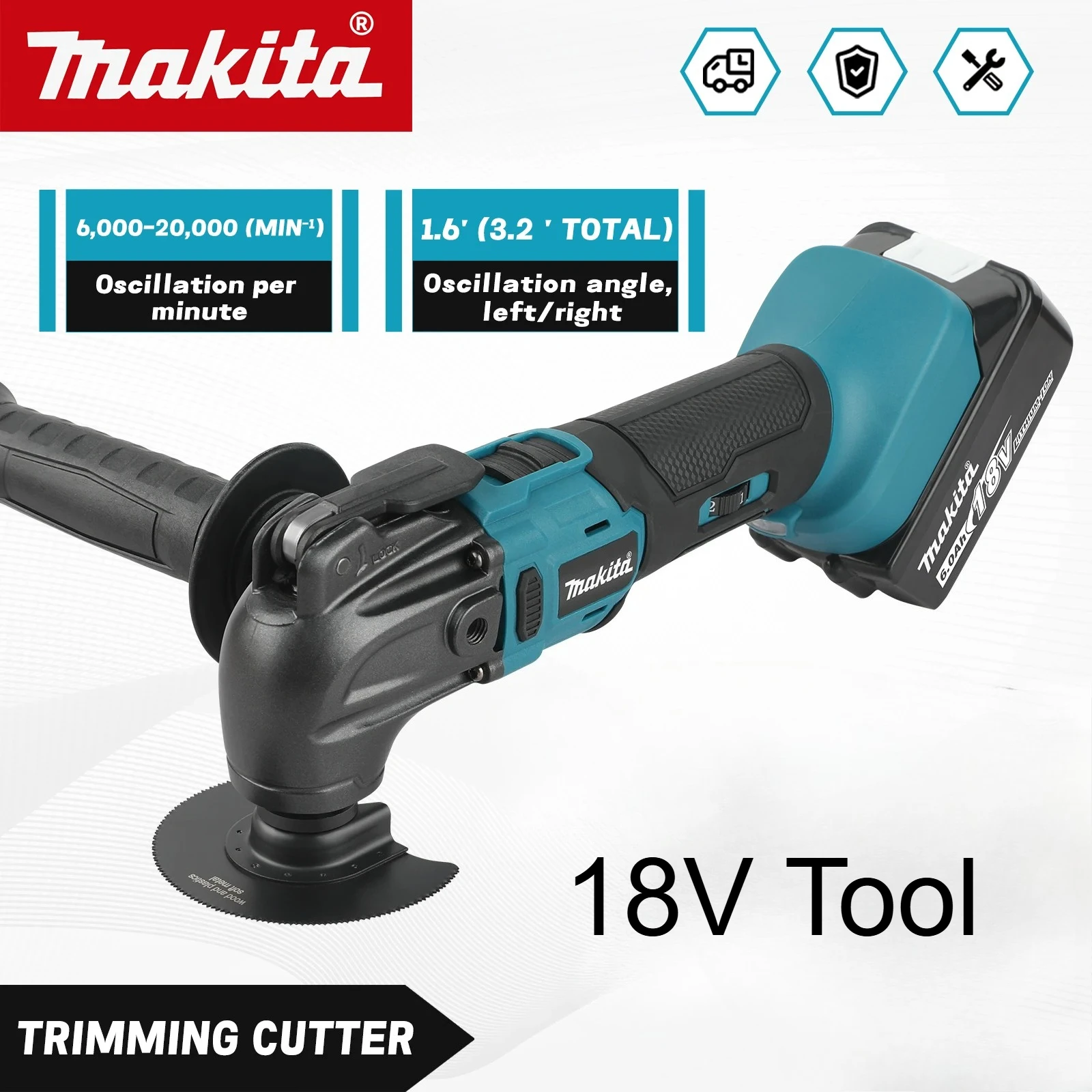 

Makita Brushless Quick Release Oscillating Tool Multi-Functional Electric Trimmer Quick-Change Compatible Tool 18V