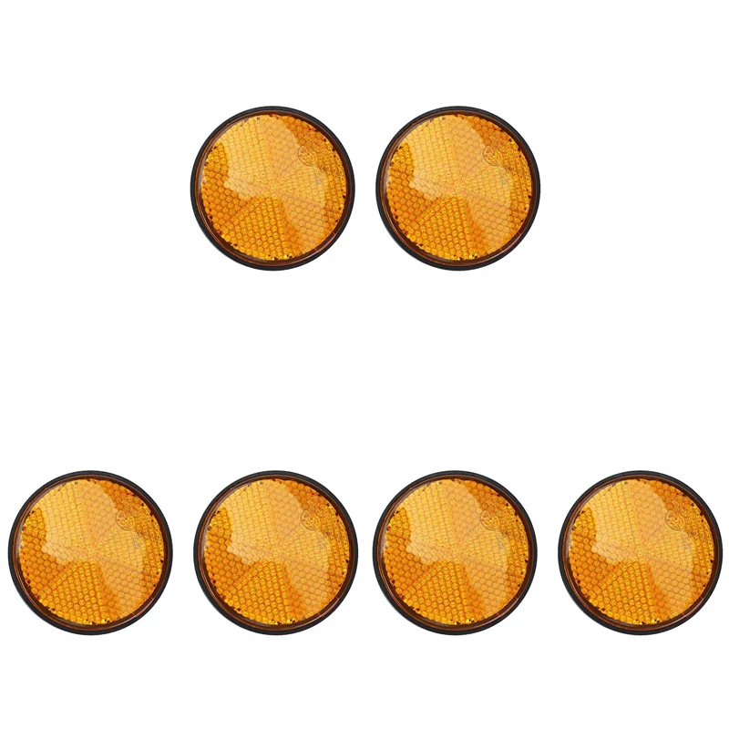 A48P-6Pcs 2 Inch Round Orange Reflector Universal For Motorcycle ATV Dirt Bike