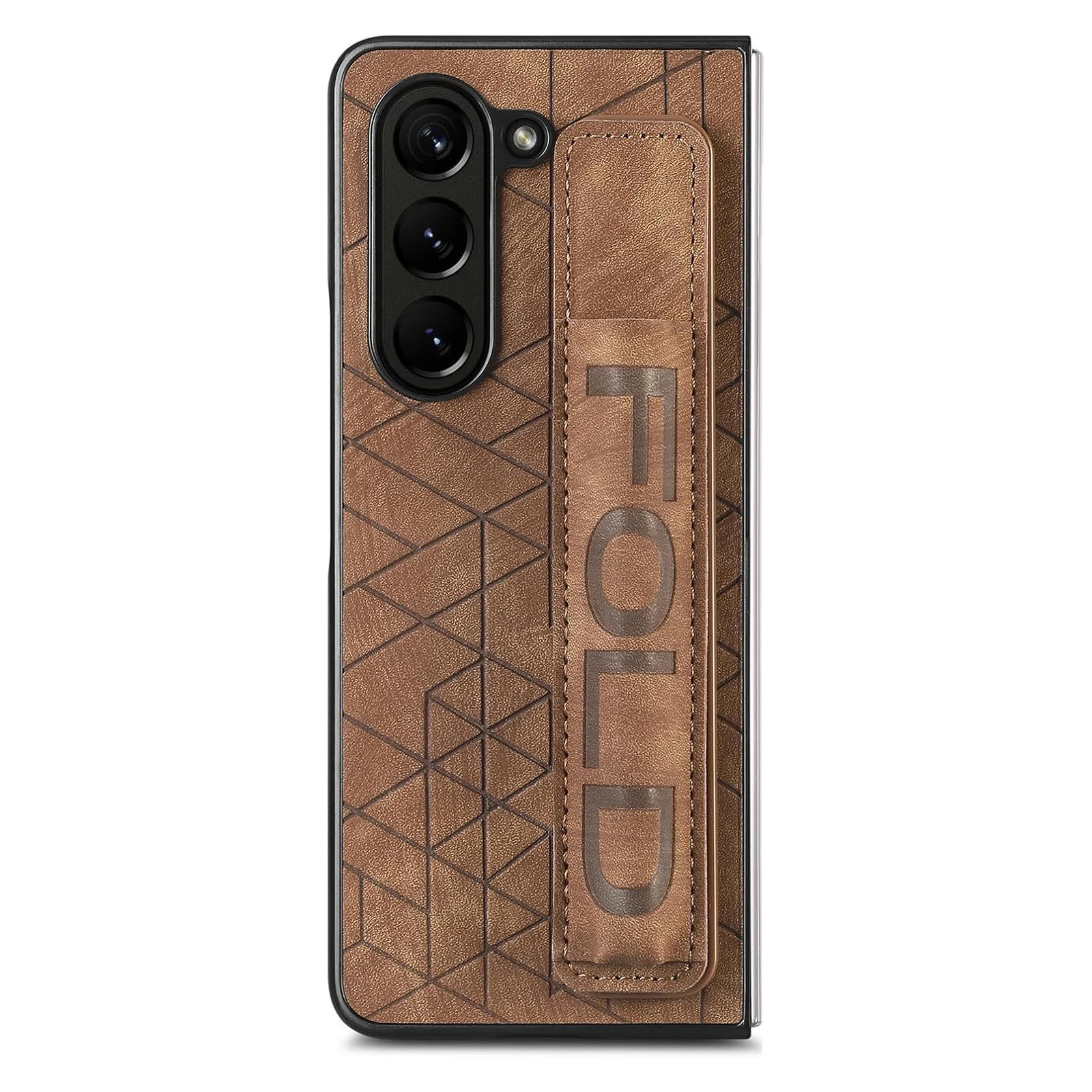 Case for Samsung Galaxy Z Fold 6, Retro Leather Cover with S Pen Holder SlotHard Rugged Drop Protection Wrist Strap Case Cover